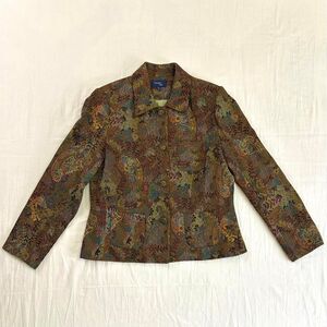 VTG 90s Fundamental Things Colorful Paisley Button Tapestry Jacket‎ Sz 10 Whimsy